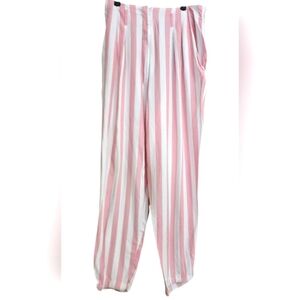 Vintage WORKABLES Rayon Pleated Front Straight Leg Relaxed Pants.Pink/White. S/M